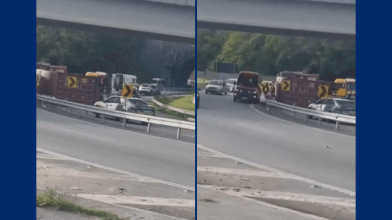 Acidente com carreta deixa uma pessoa ferida em São Roque