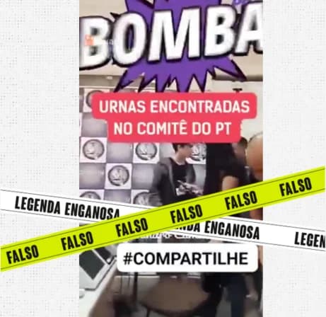 É falso que vídeo mostre urnas lacradas em comitê do PT