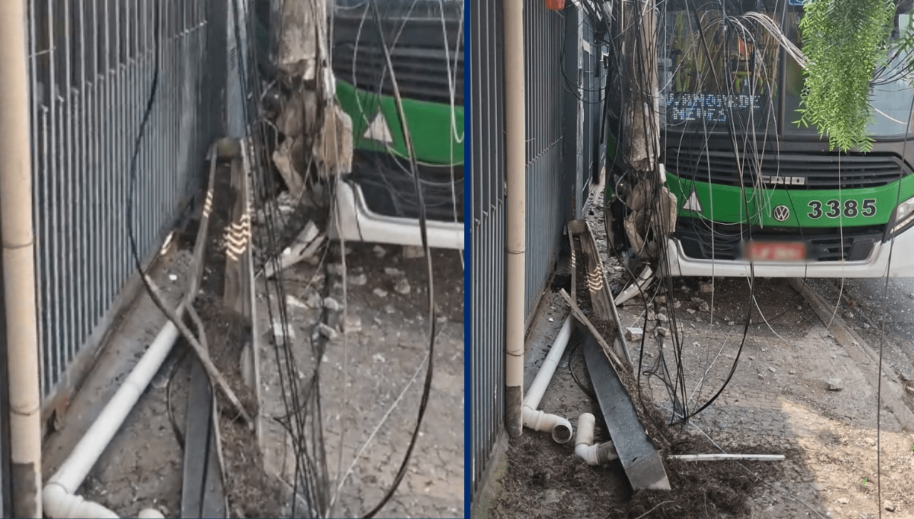 Ônibus bate em poste e deixa moradores sem energia em Campinas