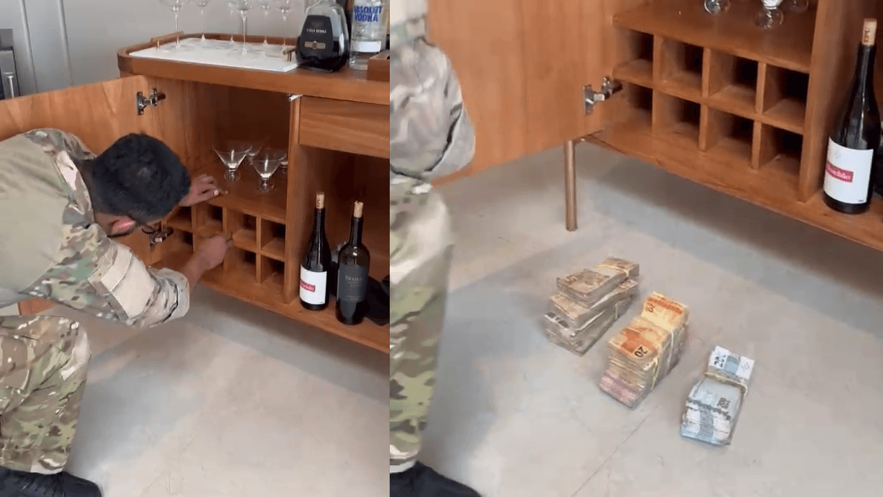 PF encontra dinheiro escondido entre garrafas de vinho em casa de policial