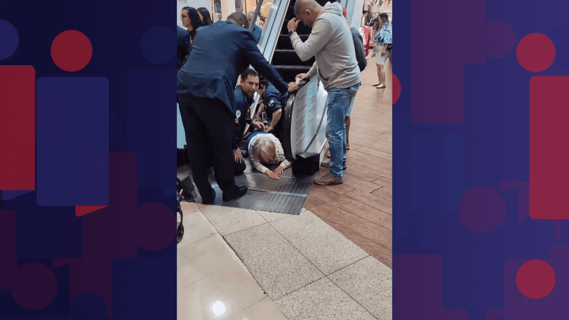 Mulher se fere ao cair de escada rolante em shopping da Baixada