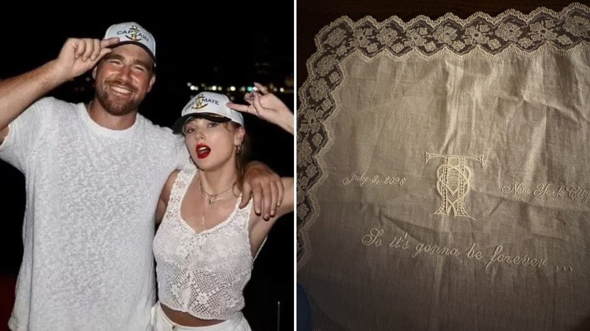 Convidados recebem bordado com letra de Taylor Swift em casamento