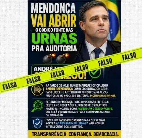 É falso! André Mendonça não foi nomeado coordenador-geral das eleições