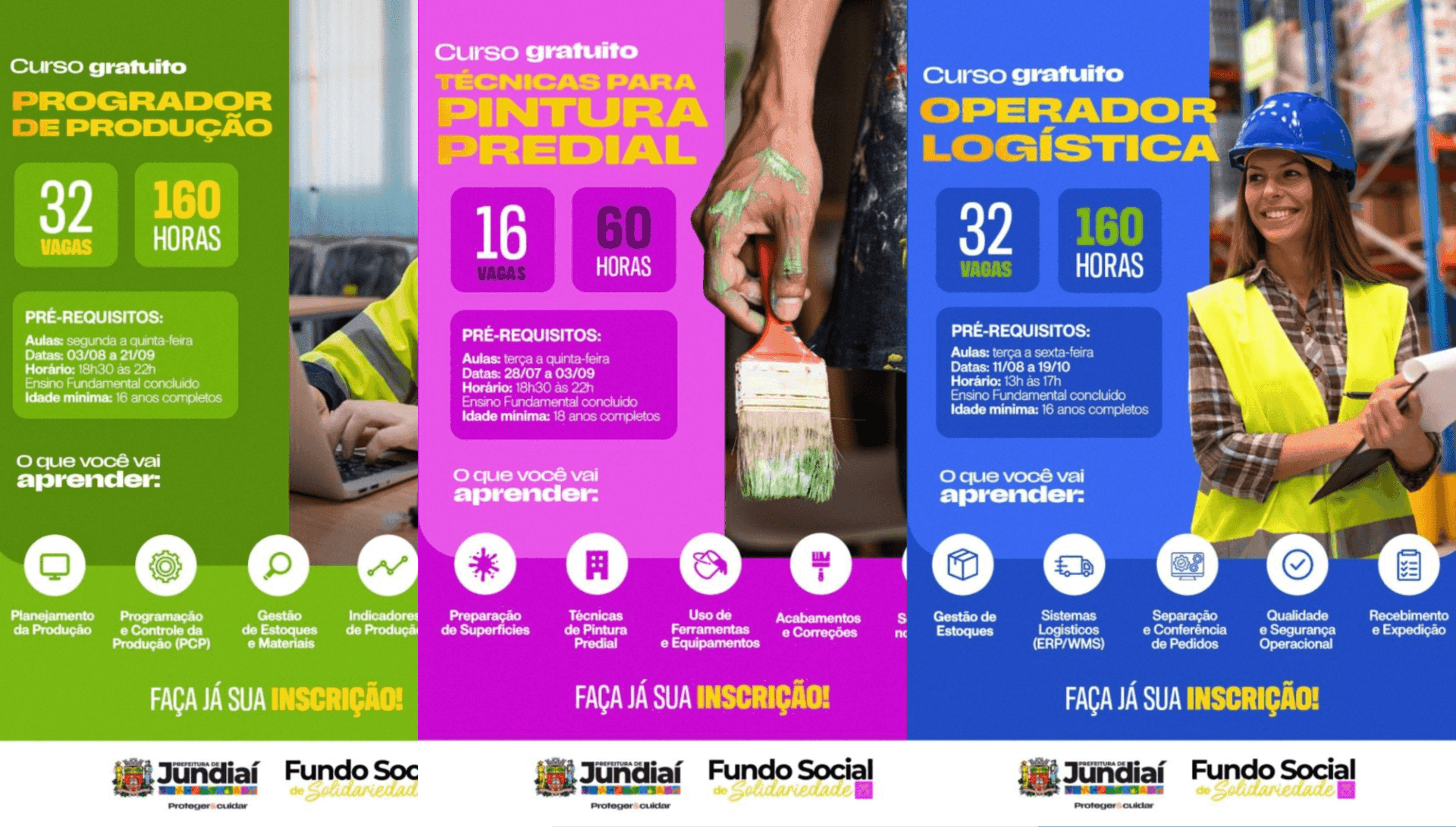 Jundiaí abre vagas para cursos de Pintura Predial, Produção e Logística
