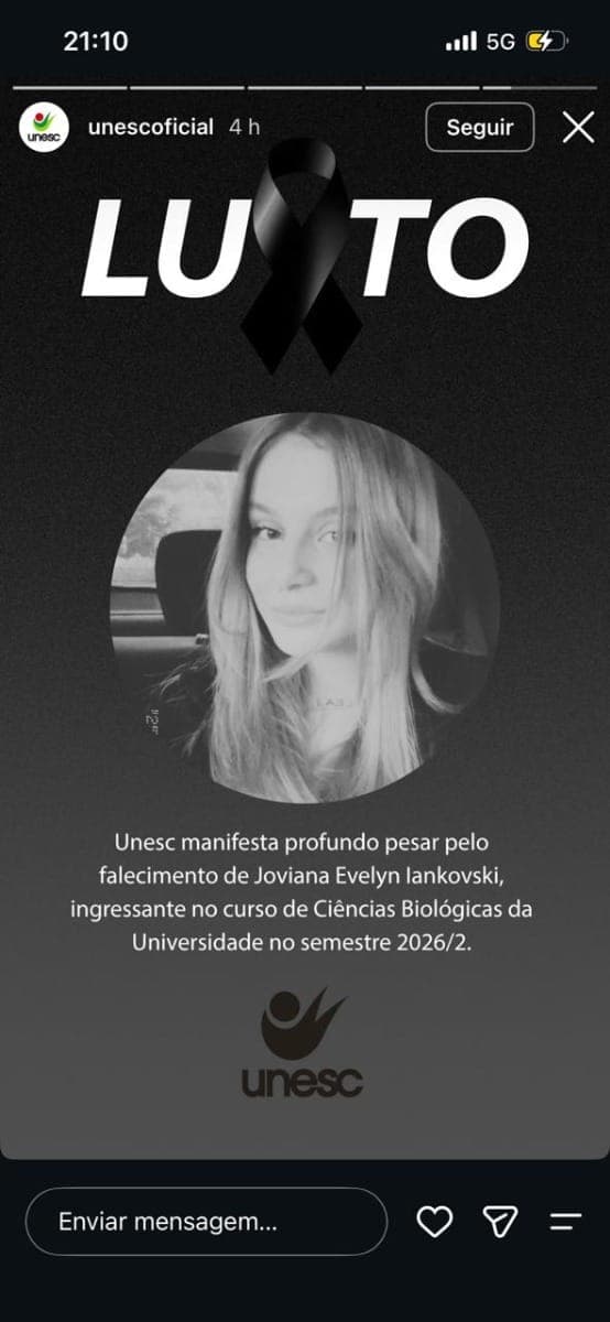 Jovem de 19 anos é achada morta após desaparecer em SC; namorado foi preso