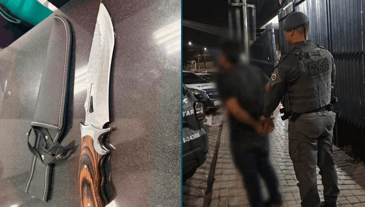 PM prende homem que ameaçava matar mulher com faca em Atibaia