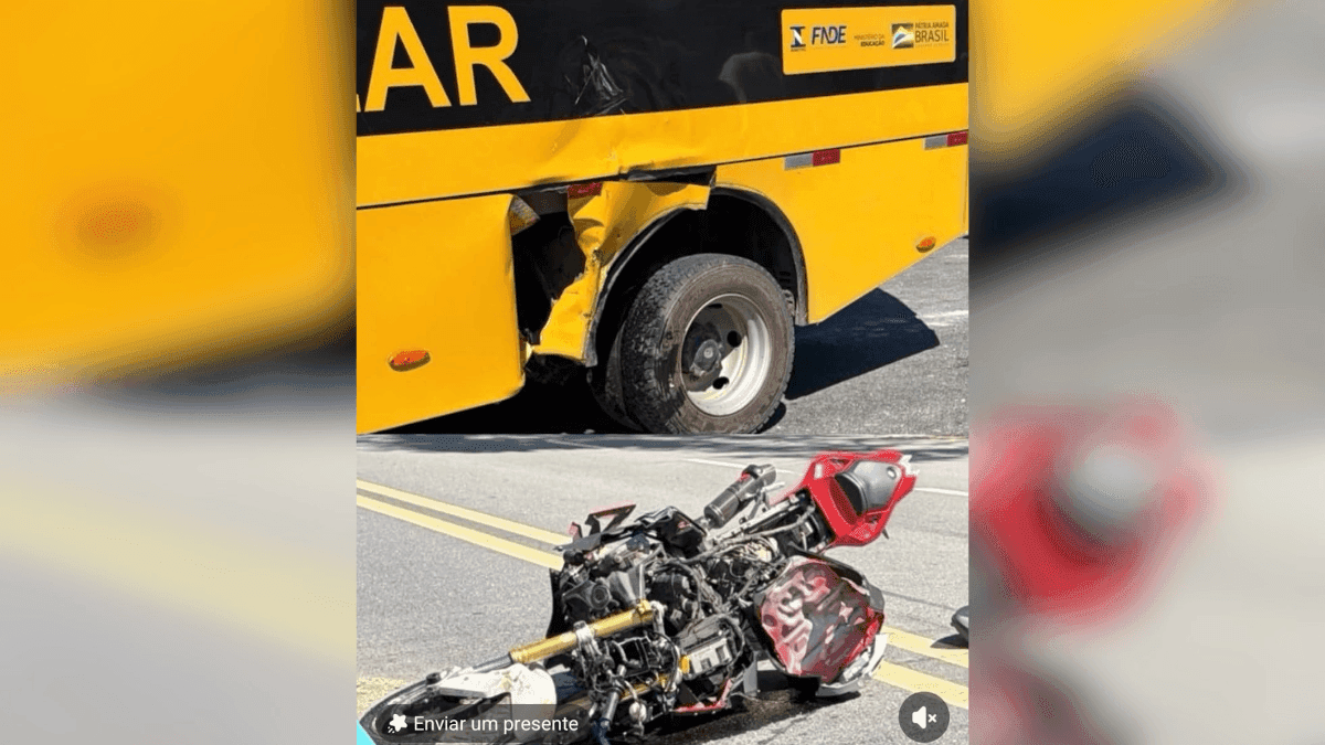 Motociclista morre após colidir com ônibus escolar em Ubatuba
