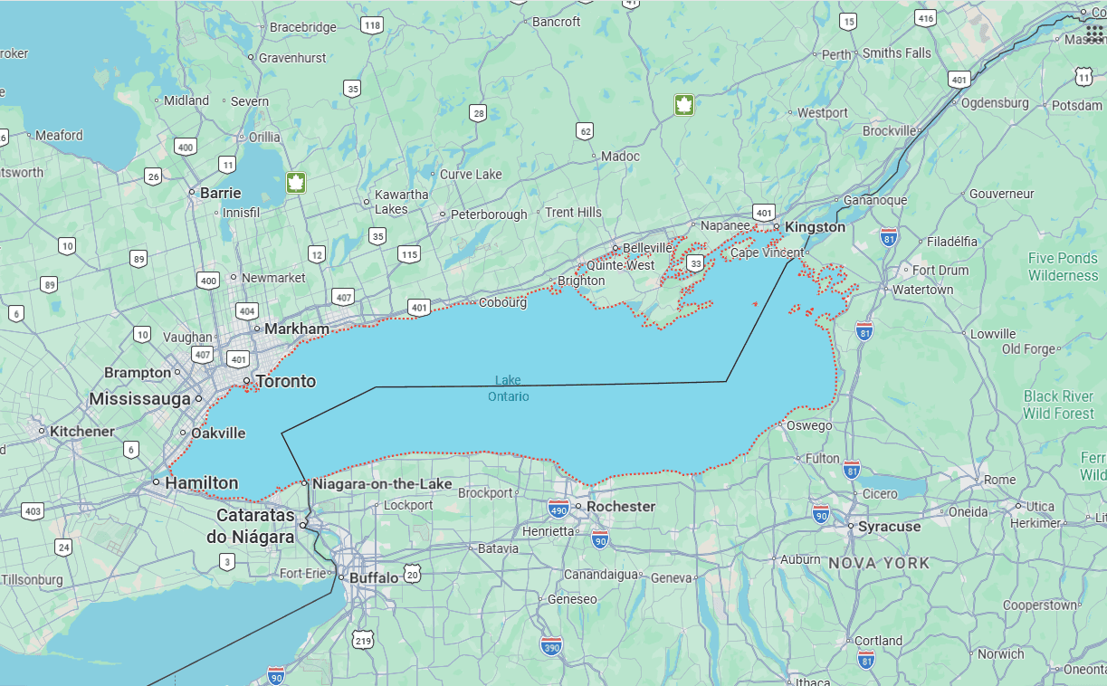 Google Maps atualiza Lake Ontario para 'Lake America' após decreto de Trump